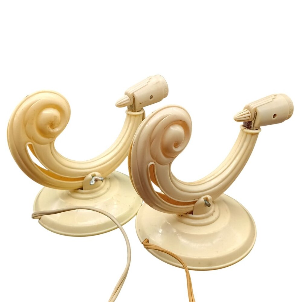 Vintage 1940s Art Deco Wall Sconces, Beige Celluloid Changes from Wall Mount